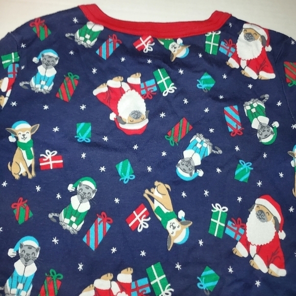 Lands End Snug fit Pajamas Cotton Long Sleeve Navy Holiday dog cat Christmas 16 - Picture 7 of 12